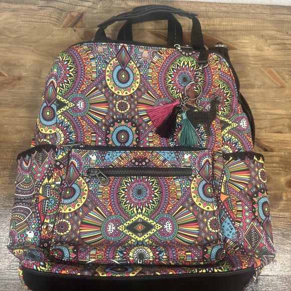 Sakroots Loyola Convertible Backpack Rainbow Mandala Llama Spirit Wonderlst Boho - Picture 1 of 9